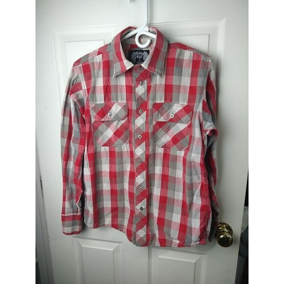 Eighty Eight Men's Red Grey Check Long Sleeve Shirt. Size S - Picture 1 of 10